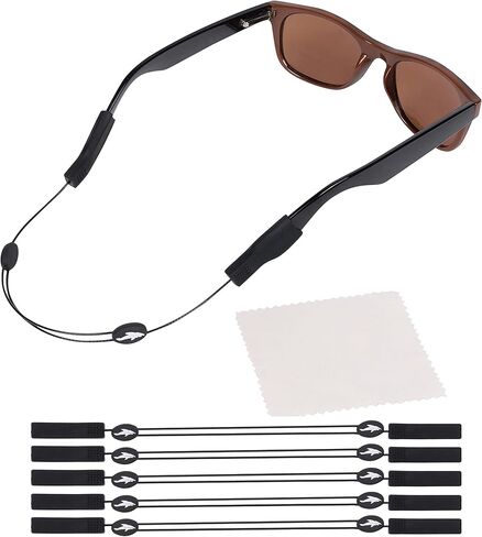 Adjustable Eyeglass Strap (Shark Style) - No Tail Sunglass Strap - Eyewear String Holder - With Bonus Glasses Cleaning Cloth in Kuwait