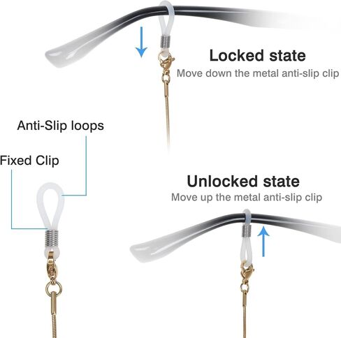 سلسلة نظارات OCR، سلسلة حبل لأقنعة الوجه، سلاسل نظارات شمسية أنيقة، حزام نظارات، سلسلة تثبيت نظارات أنيقة للنساء (ذهبي) in Kuwait