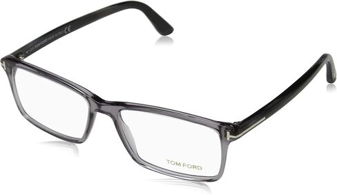 TOM FORD Men's TF 5408 Rectangular Eyeglasses 56mm, Transp. Grey, Grey Horn Effect Temples, Shiny Pall, 56/16/145 in Saudi Arabia