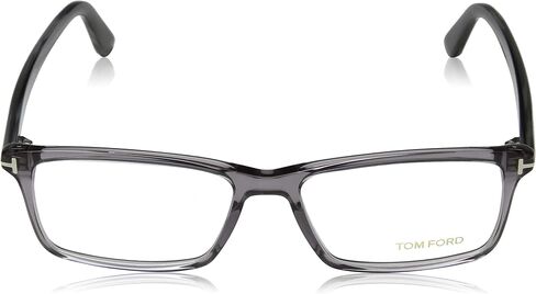 TOM FORD Men's TF 5408 Rectangular Eyeglasses 56mm, Transp. Grey, Grey Horn Effect Temples, Shiny Pall, 56/16/145 in Saudi Arabia