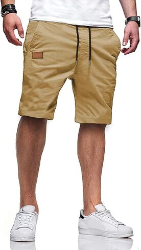 Mens Shorts Casual Classic Fit Athletic Workout Golf Shorts Cotton Cargo Shorts for Men Summer Beach Shorts with 4 Pockets in Saudi Arabia