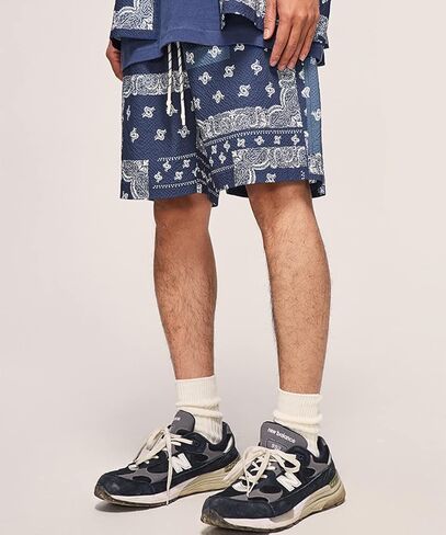 KGYA Men's Swim Trunks Waistband with Drawstring Quick Dry Seersucker Beach Shorts with Pockets in Kuwait