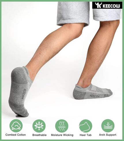 KEECOW Ankle Athletic Running Cushioned Socks for Men & Women No Show Low Cut Sports Cotton Tab Socks 6 Pairs in Kuwait