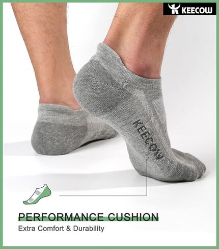 KEECOW Ankle Athletic Running Cushioned Socks for Men & Women No Show Low Cut Sports Cotton Tab Socks 6 Pairs in Kuwait