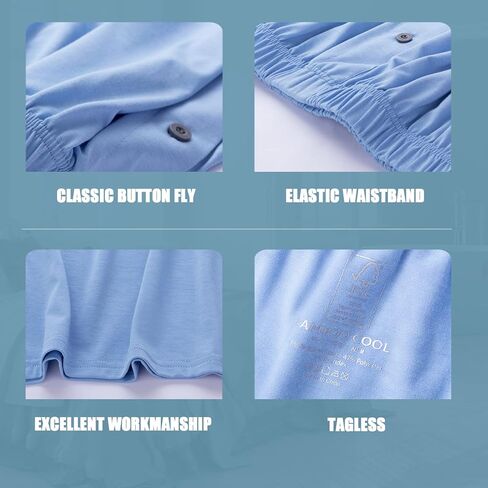 BAMBOO COOL Men's Boxers Soft Underwear Classics Bamboo Viscose Boxer Shorts for Men with Button Fly 3 Pack in Saudi Arabia