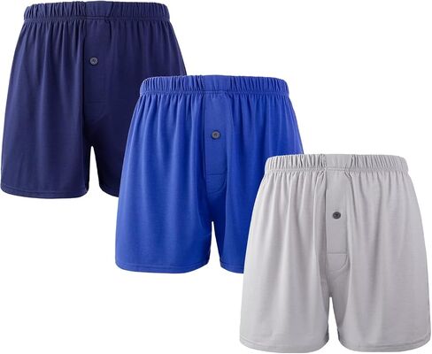 BAMBOO COOL Men's Boxers Soft Underwear Classics Bamboo Viscose Boxer Shorts for Men with Button Fly 3 Pack in Saudi Arabia