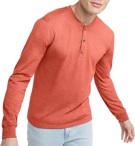 Hanes Originals T-Shirt, Long Sleeve Cotton Henley Tees for Men in Saudi Arabia