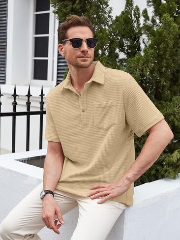 ZAFUL Men's Casual Button-Down Shirts Short Sleeve Striped Dress Shirts Button Down Tops in Saudi Arabia