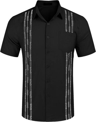 COOFANDY Men's Short Sleeve Linen Shirt Cuban Beach Tops Pocket Guayabera Shirts in Saudi Arabia