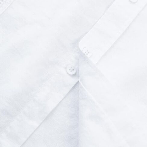 Mens Casual Linen Cotton Button Down Short Sleeve Shirts Cuban Camp Guayabera Beach Tops in Kuwait