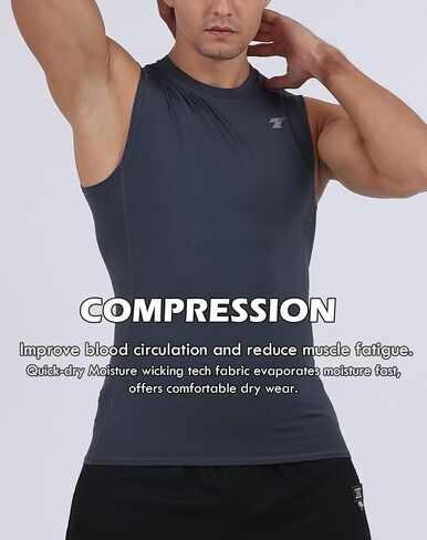 TELALEO 5 Pack Men's Athletic Compression Shirts Sleeveless Workout Tank Top Sports Base Layer Running Basketball in Saudi Arabia