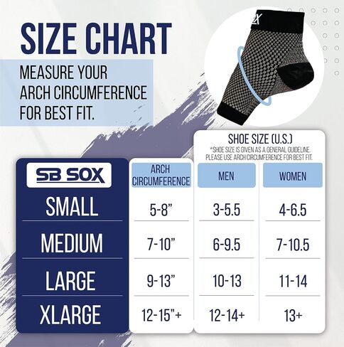 SB SOX Plantar Fasciitis Compression Socks for Women & Men - Best Arch Support for All Day Wear - Relief for Heel Pain and Night Splint Comfort (Black, Small) in Saudi Arabia