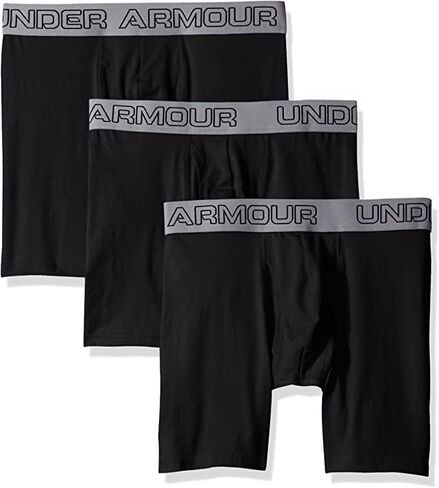 بوكسر رجالي من Under Armour مصنوع من القطن المرن 6 بوصات - عبوة من 3 قطع in Kuwait