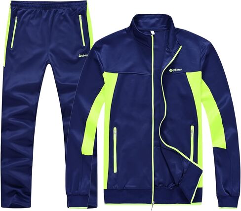 BASUDAM Men's Track Suits 2 Piece Set Long Sleeve Warm Up Tracksuits Zip-Front Athletic Casual Running Jogging in Saudi Arabia