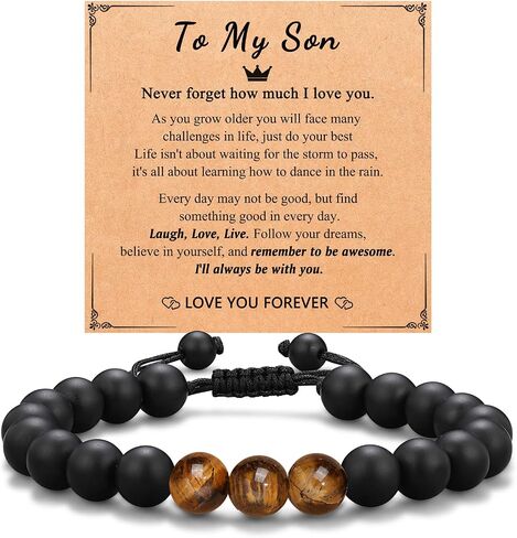 UNGENT THEM Natural Stone Bracelet for Men, Teens- Anniversary Graduation Birthday Father's Day Easter Christmas Gift for Son, Dad, Brother, Nephew, Lover in Kuwait