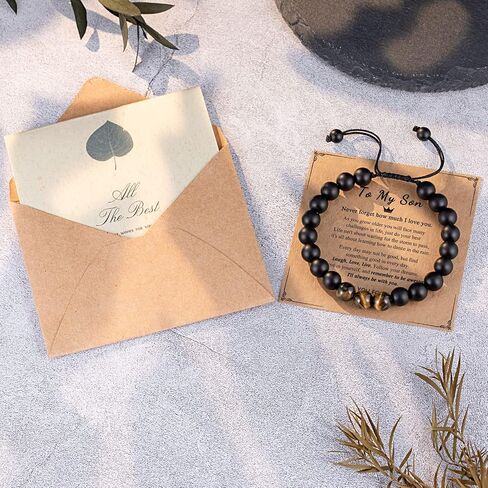 UNGENT THEM Natural Stone Bracelet for Men, Teens- Anniversary Graduation Birthday Father's Day Easter Christmas Gift for Son, Dad, Brother, Nephew, Lover in Kuwait