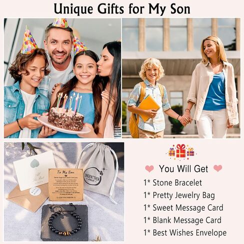 UNGENT THEM Natural Stone Bracelet for Men, Teens- Anniversary Graduation Birthday Father's Day Easter Christmas Gift for Son, Dad, Brother, Nephew, Lover in Kuwait