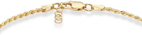 Miabella 18K Gold Over Sterling Silver Italian 2mm, 3mm Diamond-Cut Braided Rope Chain Bracelet for Men Women, Solid 925 Made in Italy in Saudi Arabia
