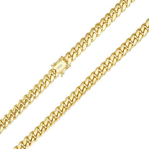 سوار سلسلة ربط من الذهب الأصفر عيار 14 قيراط من Nuragold 8 مم ميامي كوبي صلب، مشبك صندوق مجوهرات للرجال 7.5 بوصة 8 بوصة 8.5 بوصة 9 بوصة - مجوهرات ذهبية صلبة حقيقية in Saudi Arabia