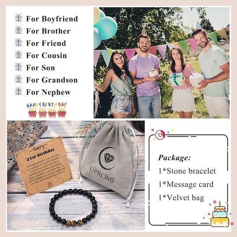 UPROMI 21/30/40/50/60/70 هدايا عيد ميلاد له، سوار حبل مرن للرجال in Kuwait