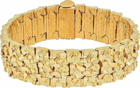 LIFETIME JEWELRY 23mm Rugged Nugget Link Bracelet for Men and Women 24k Gold Plated in Saudi Arabia