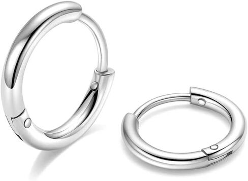 316L Surgical Stainless Steel Huggie Hoop Earrings 6mm 8mm 10mm 11mm 12mm 14mm Hypoallergenic Earrings Hoop Cartilage Helix Lobes Hinged Sleeper Earrings For Men Women Girls in Saudi Arabia