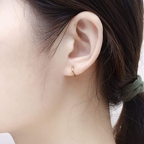316L Surgical Stainless Steel Huggie Hoop Earrings 6mm 8mm 10mm 11mm 12mm 14mm Hypoallergenic Earrings Hoop Cartilage Helix Lobes Hinged Sleeper Earrings For Men Women Girls in Saudi Arabia