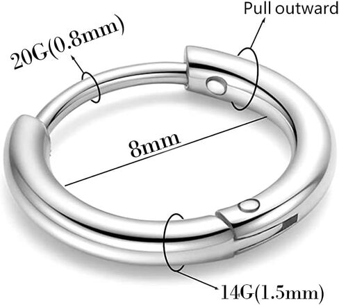 316L Surgical Stainless Steel Huggie Hoop Earrings 6mm 8mm 10mm 11mm 12mm 14mm Hypoallergenic Earrings Hoop Cartilage Helix Lobes Hinged Sleeper Earrings For Men Women Girls in Saudi Arabia