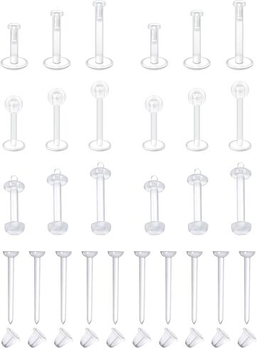Zolure Clear Piercing Retainer Jewelry Clear Nose Studs Rings Clear Septum Lip Cartilage Tongue Rook Daith Ear Industrial Nipple Belly Piercing Jewelry for Work Surgery in Kuwait