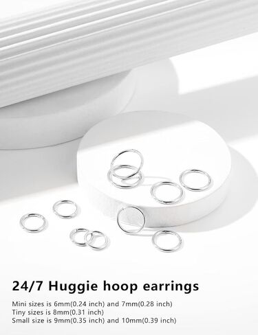 MOTBEGIT Small Gold Hoop Earrings: 14K Gold Plated Huggie Hoop Earrings for Cartilage Helix Tragus 18g Tiny Thin Hoop Earrings for Women Men Girls in Saudi Arabia