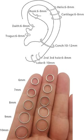MOTBEGIT Small Gold Hoop Earrings: 14K Gold Plated Huggie Hoop Earrings for Cartilage Helix Tragus 18g Tiny Thin Hoop Earrings for Women Men Girls in Saudi Arabia