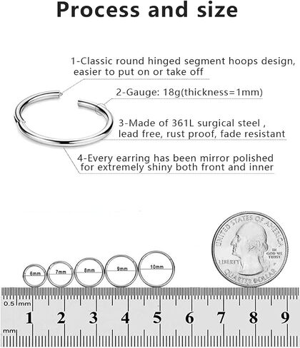MOTBEGIT Small Gold Hoop Earrings: 14K Gold Plated Huggie Hoop Earrings for Cartilage Helix Tragus 18g Tiny Thin Hoop Earrings for Women Men Girls in Saudi Arabia