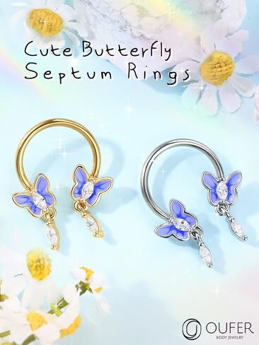 أقراط OUFER الفراشة Daith، حلقات أنف من الفولاذ الجراحي 316L، مجوهرات ثقب محارة Daith Tragus Conch 16G، أقراط حلقية غضروفية للنساء والرجال... in Kuwait