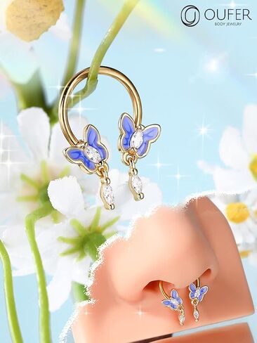 أقراط OUFER الفراشة Daith، حلقات أنف من الفولاذ الجراحي 316L، مجوهرات ثقب محارة Daith Tragus Conch 16G، أقراط حلقية غضروفية للنساء والرجال... in Kuwait