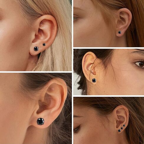ORAZIO 6-8 Pairs 18G Stainless Steel Ear Stud Piercing Barbell Studs Earrings Round Cubic Zirconia Inlaid Cartilage Earring in Saudi Arabia