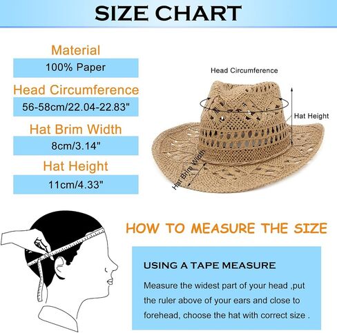 EOZY Men & Women's Summer Cowboy Cowgirl Straw Hat Hollow Out Woven Roll Up Wide Brim Hat in Saudi Arabia