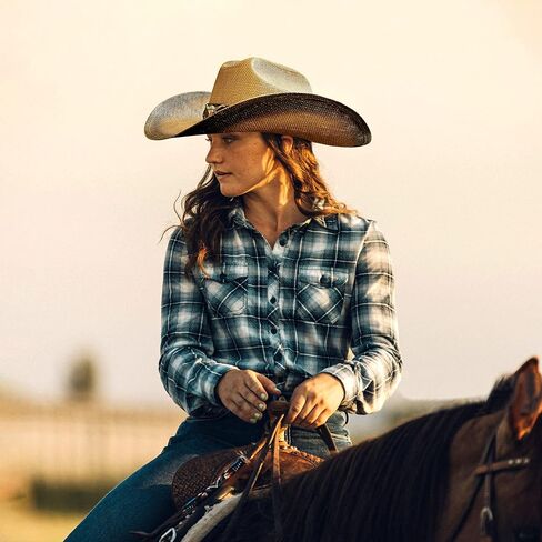 FLUFFY SENSE. Cowboy Hat for Women and Men - Straw Cattleman Crease Western Hats with Upgrade 4 inches Shapeable Wide Brim in Saudi Arabia
