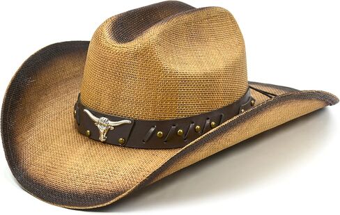 FLUFFY SENSE. Cowboy Hat for Women and Men - Straw Cattleman Crease Western Hats with Upgrade 4 inches Shapeable Wide Brim in Saudi Arabia