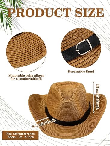 Giegxin 4 Pcs Western Straw Cowboy Hats for Adult Women Men Cowboys Hats Bulk for Men Western Party Cowboy Accessories in Saudi Arabia