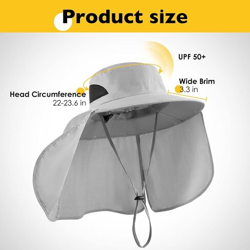 DOCVIT Fishing Hat for Men&Women,Outdoor UV Waterproof Wide Brim Bucket Hat,UPF50+ Sun Hat with Neck Flap in Saudi Arabia
