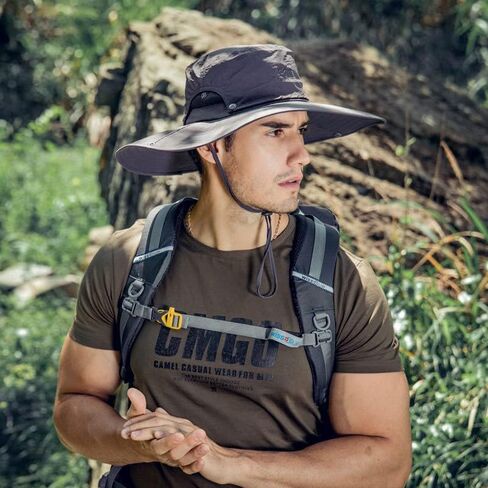 Mens Sun Hat Wide Brim Sun Hats for Men UV Protection Waterproof Bucket Hat | UPF 50+ UV Protection, Adjustable Fit, Chin Strap & Sweatband, Durable Sun Hat for Fishing Hiking Garden Beach Outdoor in Kuwait