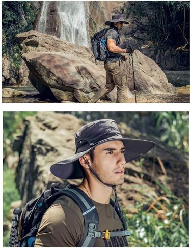 Mens Sun Hat Wide Brim Sun Hats for Men UV Protection Waterproof Bucket Hat | UPF 50+ UV Protection, Adjustable Fit, Chin Strap & Sweatband, Durable Sun Hat for Fishing Hiking Garden Beach Outdoor in Kuwait