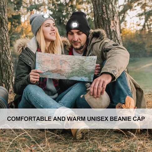 Attikee LED Lighted Beanie, Unisex Warm Knitted Hat, Rechargeable Headlamp Cap for Outdoors, Tech Gift for Men Dad Father Him in Saudi Arabia