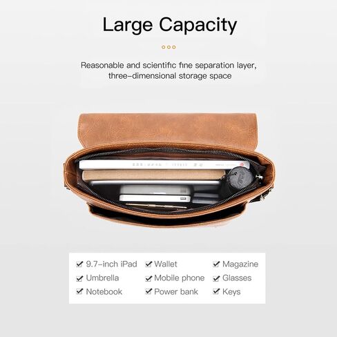 KUANG! Men's Shoulder Bag PU Leather Business Messenger Bag Briefcase Travel Crossbody Multi Pockets Handbag Purse in Saudi Arabia
