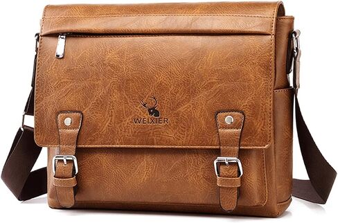 KUANG! Men's Shoulder Bag PU Leather Business Messenger Bag Briefcase Travel Crossbody Multi Pockets Handbag Purse in Saudi Arabia