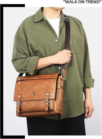 KUANG! Men's Shoulder Bag PU Leather Business Messenger Bag Briefcase Travel Crossbody Multi Pockets Handbag Purse in Saudi Arabia