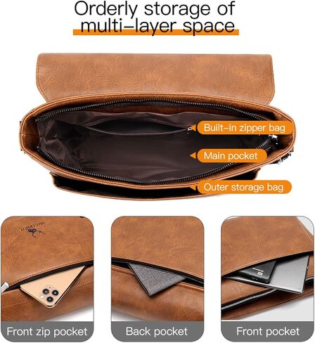 KUANG! Men's Shoulder Bag PU Leather Business Messenger Bag Briefcase Travel Crossbody Multi Pockets Handbag Purse in Saudi Arabia