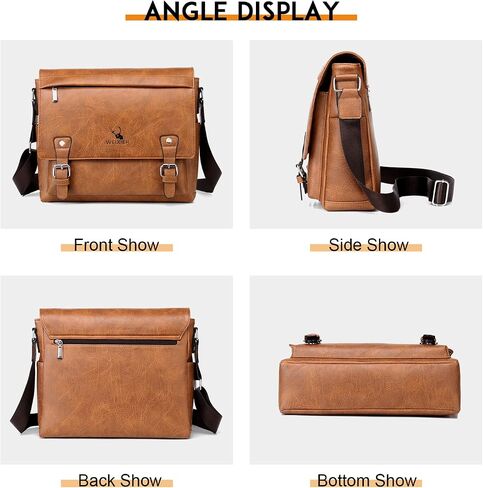 KUANG! Men's Shoulder Bag PU Leather Business Messenger Bag Briefcase Travel Crossbody Multi Pockets Handbag Purse in Saudi Arabia