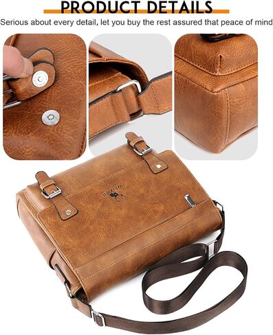 KUANG! Men's Shoulder Bag PU Leather Business Messenger Bag Briefcase Travel Crossbody Multi Pockets Handbag Purse in Saudi Arabia