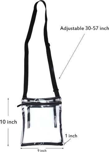 Youngever Clear Cross-Body Purse, Stadium Approved Clear Vinyl Bag, Adjustable Cross-Body Strap, Extra Inside Pocket (Pack of 2) in Saudi Arabia